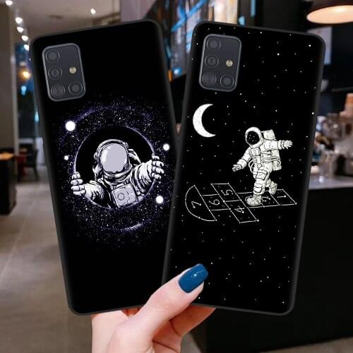 Funny Astronauts Space Moon Soft Silicone Phone Cover For Samsung A10 A20 A30 A40 A50 A70 A51 A71 A21S A7 A6 A8 Plus 2018 Case