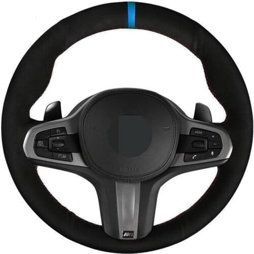 Car Steering Wheel Cover DIY Hand-stitched Black Soft Suede For BMW M Sport G30 G31 G32 G20 G21 G14 G15 G16 X3 G01 X4 G02 X5 G05
