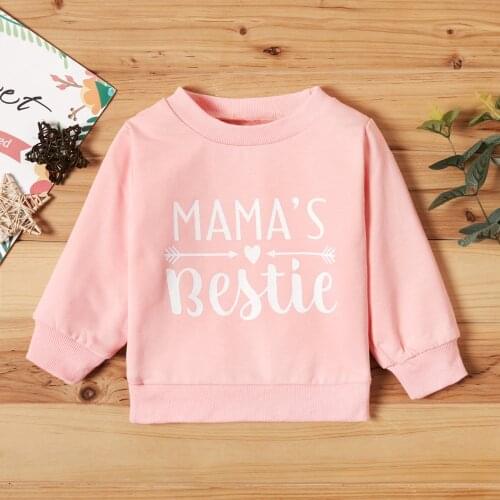 PatPat Letter Print Long-sleeve Pink Baby Pullover Top