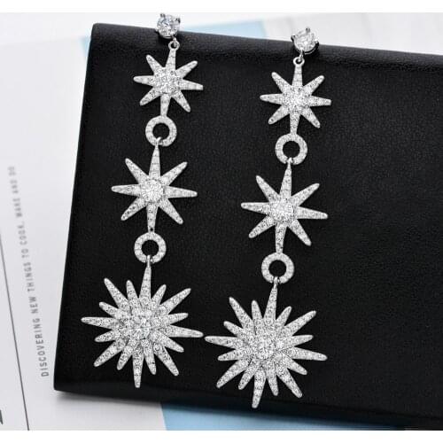 Famous brand high quality long style zircon earrings Jewelry and gifts for women/girls parties, shows and weddings ER-253