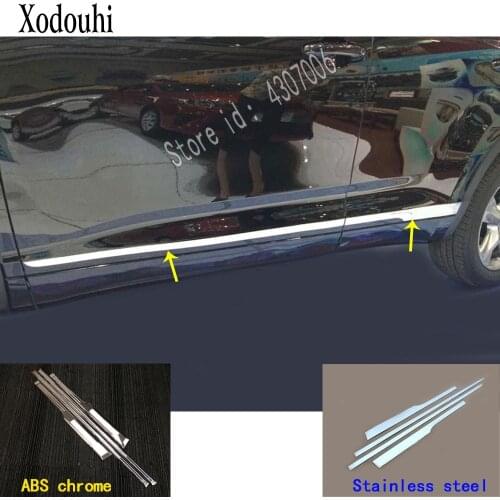 For Toyota Highlander 2018 2019 2020 Car Stainless Steel/ABS Chrome Side Door Body Trim Stick Strip Molding Stream Lamp Panel