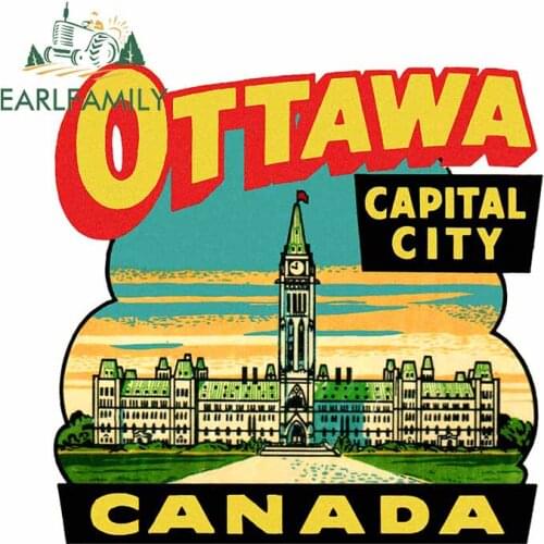 EARLFAMILY 13cm x 12.9cm for Ottawa Ontario Canada Vintage Travel Car Stickers Surfboard Windshield Decal Waterproof Graphics