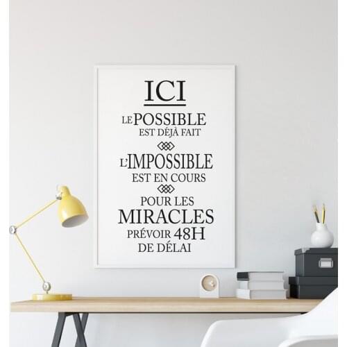 French Inspiration Quote Canvas Art Poster Prints l'impossible est en cours Modern Art Painting Picture Office Wall Art Decor