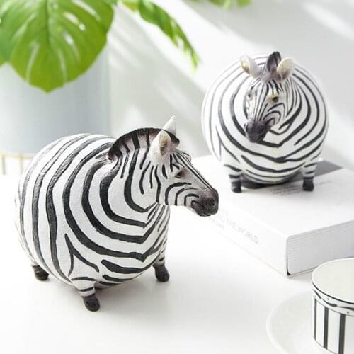 Northern Europe Creative Fat Zebra Resin Animal Statue Decoration TV Table Decoration Desk Decoration Childrens Gift Good Luck
