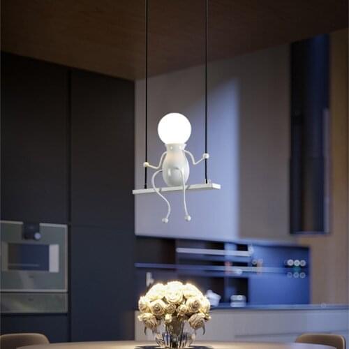 Creative Little Man Chandalier Iron People Climbing Chandaliers Children Room Hanging Led Lamp Pendant Lamps Art Decor Fixtures