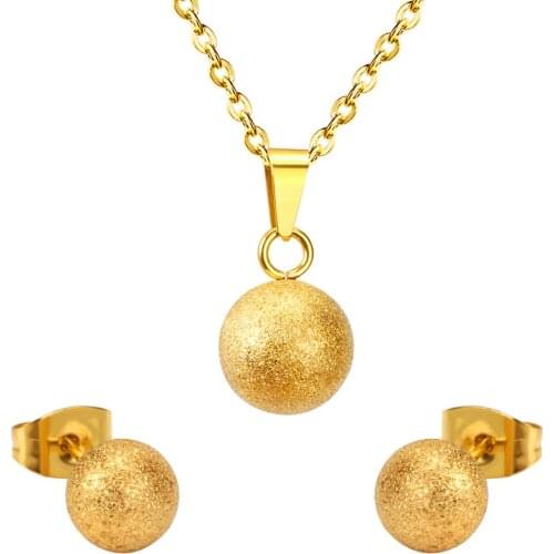 LUXUKISSKIDS Gold Frost Necklaces Earrings 2020 Wedding Bridal Jewelry Sets Europe Stainless Steel Bridal Jewelry Jewellery Sets