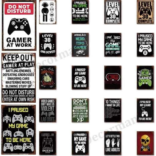 [ Mike86 ] Game Playing at work Funny Metal Sign Vintage Wall Posters Mural Painting Gift art LTA-1736 20*30 CM