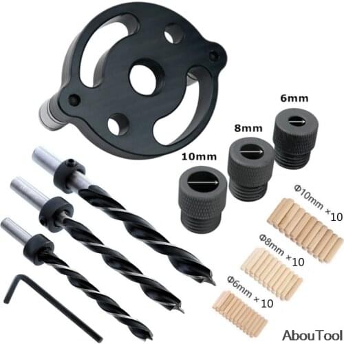 Woodworking Vertical Hole Jig Tool 6/8 / 10mm Wood Dowel Hole Drilling Guide Jig Drill Kit Joinery System Wood Drilling Locator