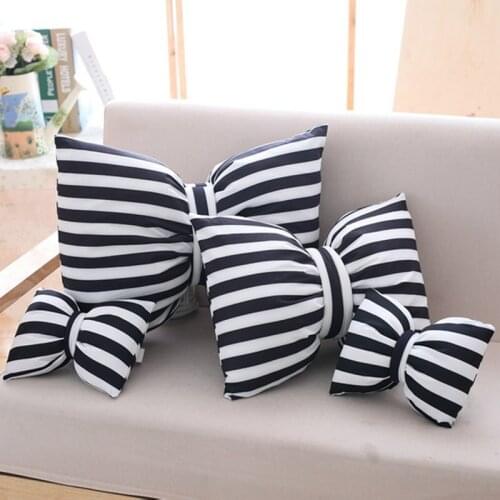 New Black White Style Plush Bowknot Sofa Cushion Soft Stuffed Pillow High Quality Christmas Home Decoration Gifts For Children