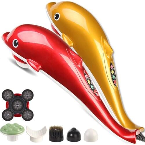 New Handheld Dolphin Massager Electric Infrared Massage Hammer Multifunctional Neck Back Full Body Massage Stick Pain Relief