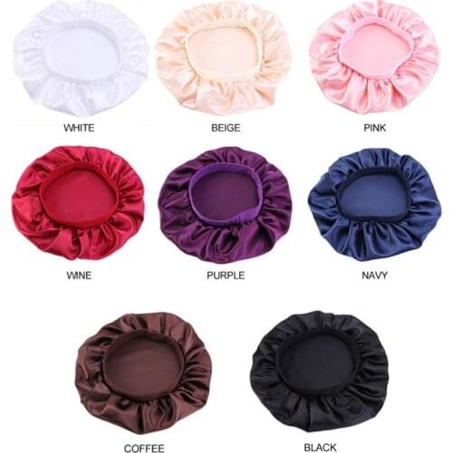 32cm Adjust Solid Satin Bonnet Hair Styling Cap Silk Long Hair Care Women Night Sleep Hat Head Wrap Styling Accessories