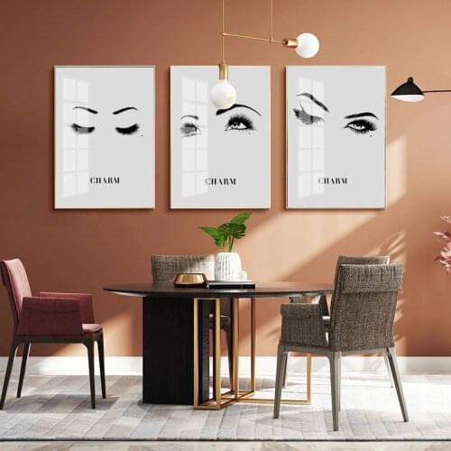 Simple Nordic black and white eyeglasses eyelash makeup beauty living room mural poster print picture decorative painting