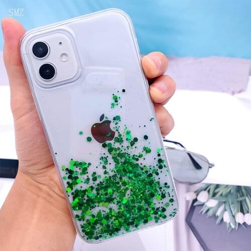 Clear Glitter Phone Case For iPhone 12 Pro 11 Pro Max XS Max XR X 7 8 Plus 12 Mini SE 2020 Cute Sequins Coque чехлы на айфон 7