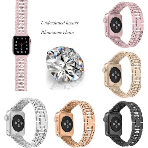 Strap For Apple Watch Band Bling Metal Wristband 40mm 44mm 38mm 42mm iWatch Series Rhinestone Stainless Steel Bracelet watch
