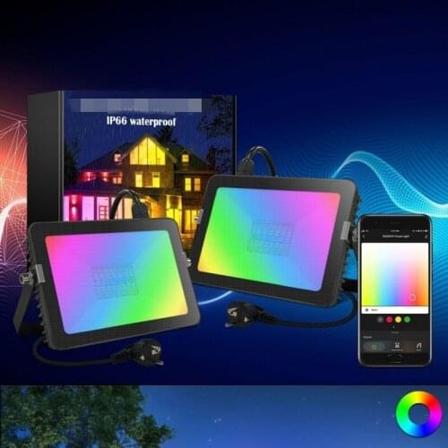 30W Bluetooth-compatible RGB Floodlight Spotlight Landscape Garden Flood Light Smart App Control Outdoor Lighting Stage Light