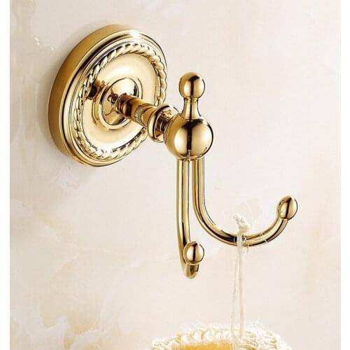 Luxury Gold Polished Brass Wall Mounted Clothes Rack Cloth Hook Wall Hook Robe Hook For Bathroom Accessory BD700