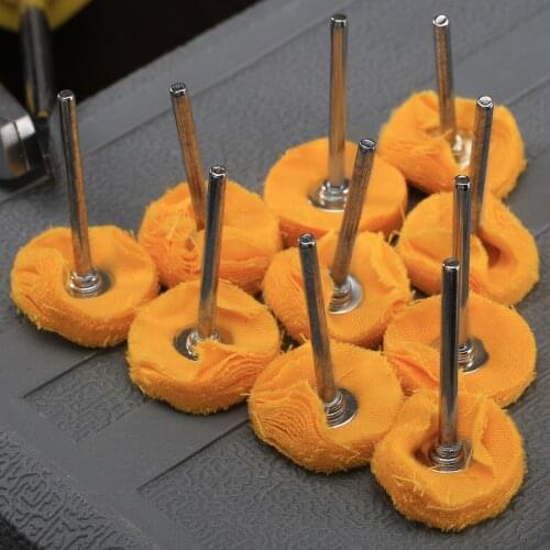 10pcs Cloth Wheel Brush 25mm Polishing Buffing Pad Round Yellow Wheels Rotary Abrasive Tool for Metal Removing Rust Deburring
