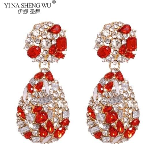 New Punk Colorful Crystals Drop Earrings High-quality Rhinestone Metal Jewelry Fashion Trend Accessories For Women Festival Gift