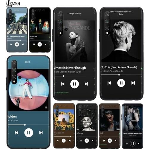 Android music player for Huawei Honor 30 20 10 9S 9A 9C 9X 8X MAX 10 9 Lite 8A 7C 7A Pro Silicone Black Silicone soft Phone Case