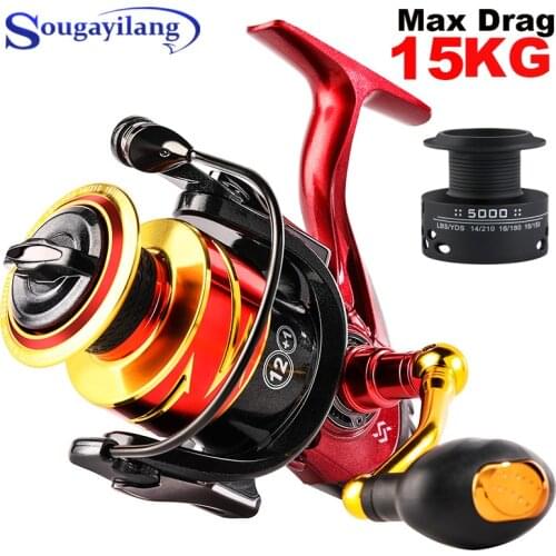 Sougayilang 1000-5000 Size Metal Fishing Reel 12+1BB 5.5:1 Spinning Fishing Reel with Free Spare Spool Fishing Tackle