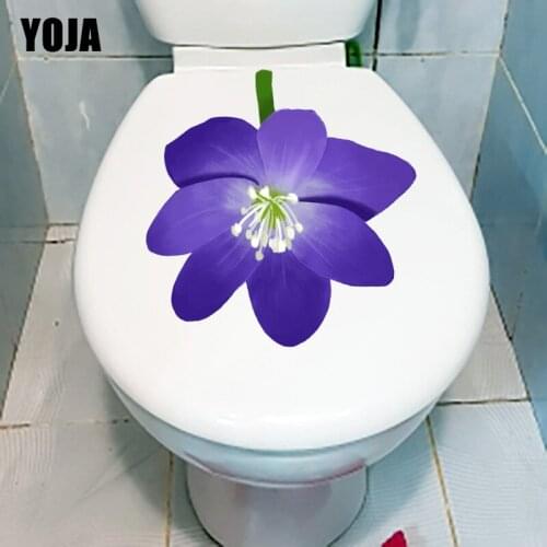 YOJA 20.6X21.3CM Fresh Purple Flowers Fresh Toilet WC Decor Home Living Room Wall Sticker Decal T1-1233