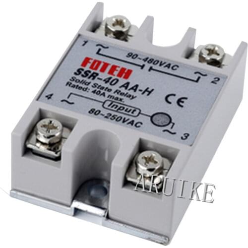 Solid state relay SSR-40AA-H 25A actually 80-250V AC TO 90-480V SSR 40AA H solid Resistance Regulator