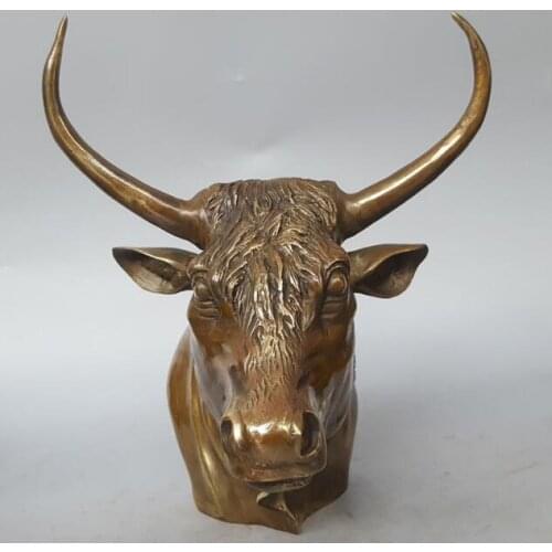 Pure copper bull head ornaments crafts Animal sculpture restaurant wall decoration copper bull head hanging ornaments creative