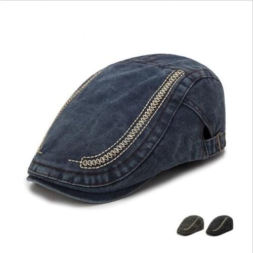 Vintage mens Visors peaked flat cap beret casquette cotton hats for men women blue black dark green M12