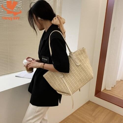 CAREY KEY Women Straw Bag Summer Beach Rattan Handbag Woven Knitted Large Capacity Totes Bohemia Female Shoulder Bags