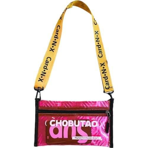 Women Transparent Crossbody Purse Fashion Letter Printed Candy Color Handbag Ladies Wear-resistant Lightweight Shoulder Bag