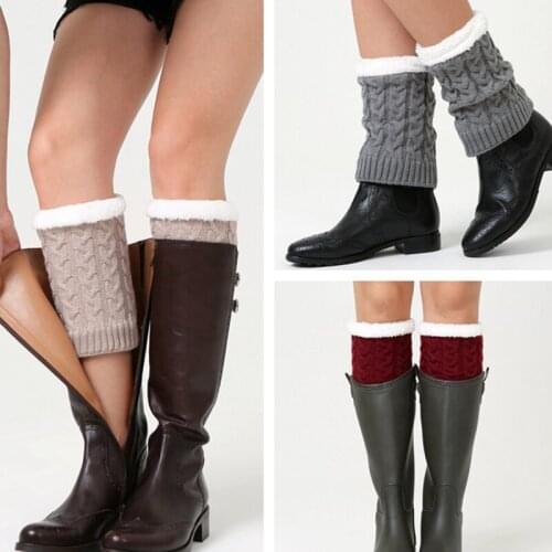 Winter Women Socks Knitting Thickened Knee Warmer Leg Warmer Foot Cover Wool New Warm Boot Cover Pair Twisted Socks For Ladies