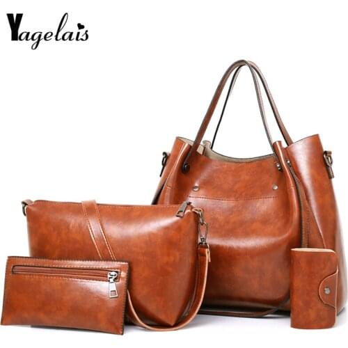 2019 Women Casual Solid PU Leather Shoulder Bucket Fashion Composite Bag Crossbody Soft Shopping Ladies Lash package Soft