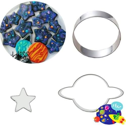 3pcs patisserie reposteria gateau Galaxy Star Cookie Cutter Metal Molds Fondant Cake Decor Tools Biscuit Chocolate Cupcake Mould