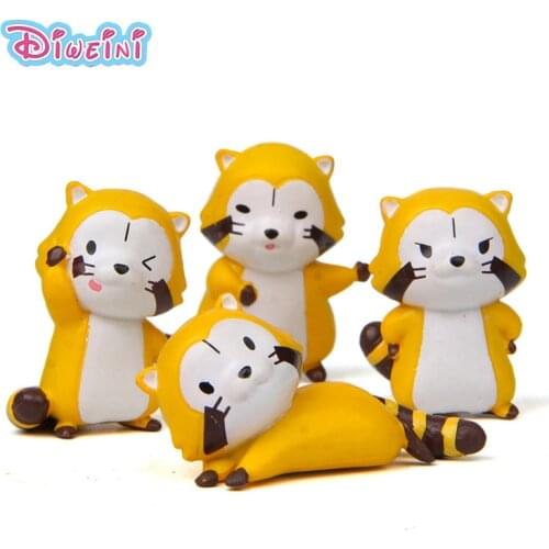 4pcs Artificial Raccoon Model Animal action Figures Miniature Figurine home Garden Dollhouse Decoration DIY Accessory toy gift