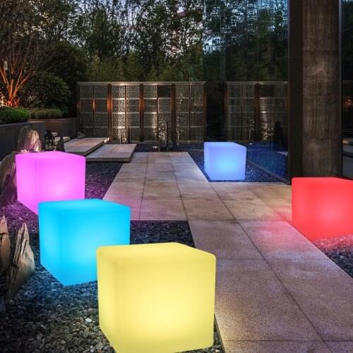40x40x40CM LED Cube Light Luminous Furniture Remote Control 16-Color Cubic Stool Lamp for Outdoor Indoor Night Party Decor