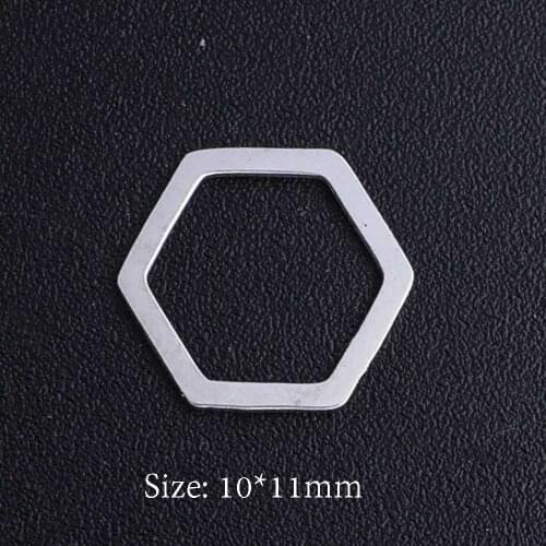 5pcs/lot Hexagon Geometric 316L Stainless Steel DIY Connector Charms Wholesale For Bracelets Making Never Rust Super Quality