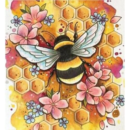 5D DIY Diamond Painting Animal Painting Square/Round Diamond Little Bee Picture Cross Stitch Embroidery Decoration Artwork TX078