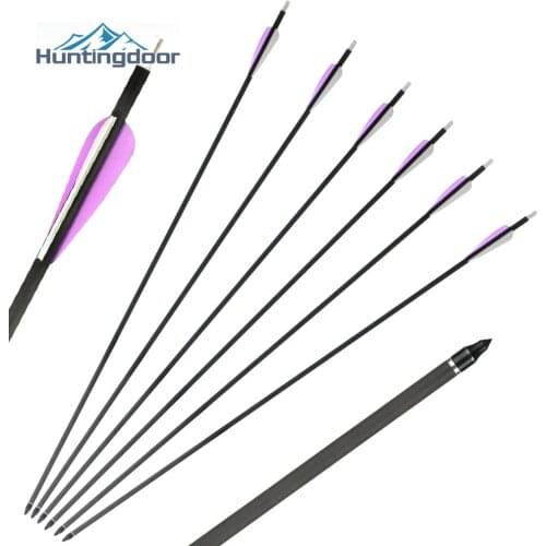 6/12Pcs Mixed Carbon Arrows Spine350 31.8'' Replaceable Tips With Purple TPU Feathers For Shooting Hunting Archery Bow Games