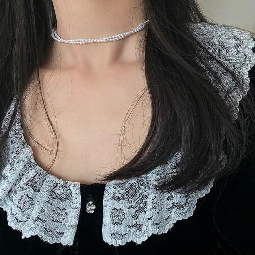 Fashion Pearl Necklace white Natural freshwater small Pearl Clavicle chain for Women Pearl Jewelry wedding gift