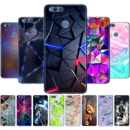 Cover phone case for huawei honor 7X soft tpu silicon back cover 360 full protective printing transparent clear coque