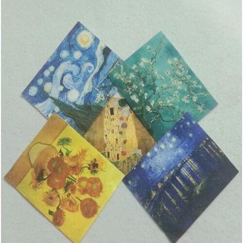 Digital Printing 5pcs 12cm Cotton Canvas viaPhil Brand Famous Oil Painting Cotton Fabric Patchwork DIY Sewing Decor