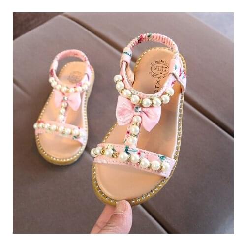 Kids Sandals Girls Shoes New Summer Bowknot Beach Sandals Fashion Princess Girls Sandals Children Diamond Sandals For Girls