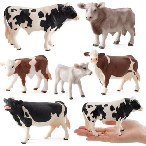 Zoo Farm Fun Children Kids Baby Cow Action Figure Simulated Animal Figurine Plastic Models Educational Toys Gifts