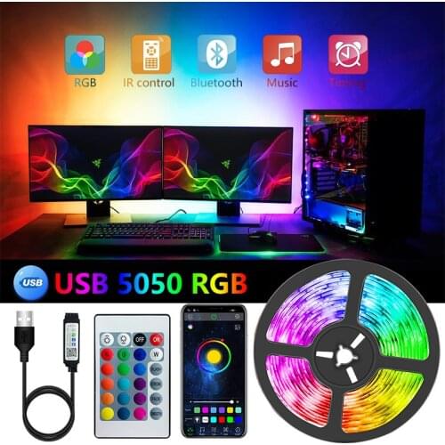 LED Strip 5V USB Flexible TV Backlight Lamp 5050 RGB Tape Diode Phone Bluetooth APP Background Lights For Room 1-30M Luces Led