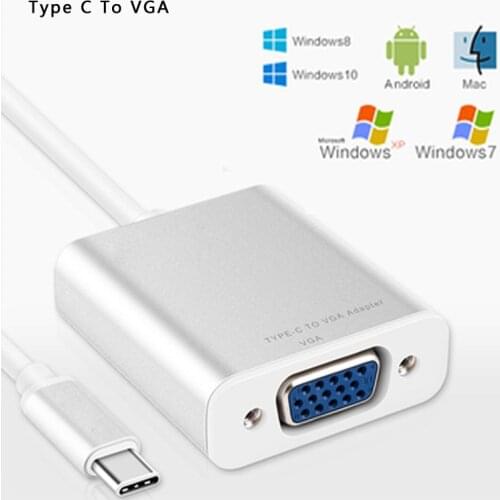 Type-C to VGA Data Cable For MacBook HuaWei Mate10 20 pro Connect Monitor Projection