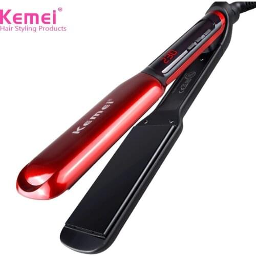 Kemei LCD Display Iron Digital Temperature Control Straightening Irons Ceramic Rectifier 120-230 Degrees Adjustable