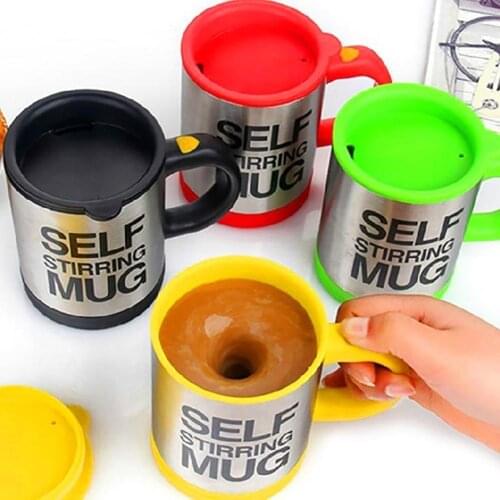 400ml Coffee Cup with Button Multifunctional Stainless Steel Automatic Stirring Coffee Mug for Cafe