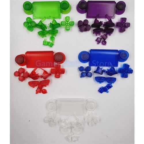 1set For PlayStation4 PS4 JDM040 Controller Clear buttons Full Set Solid Plastic Transparent Modding Buttons Kit Replacement
