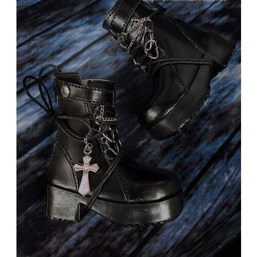 BJD doll shoes suitable for 1-3 1-4 size black lace-up short boots doll accessories