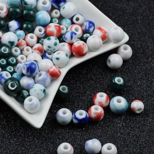 BTFBES Round Ceramic beads 6 8 10mm Glaze Porcelain Loose beads for women Bracelets necklace Handmade DIY Jewelry making Finding